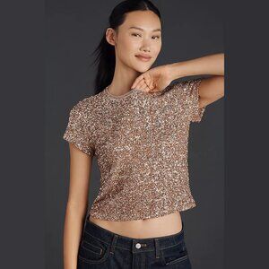 NEW Maeve - Size Medium, Sequin Tee - Champagne